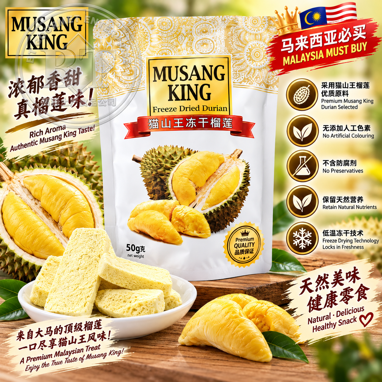 Nature Mart Musang King Freeze-Dried Durian 50g